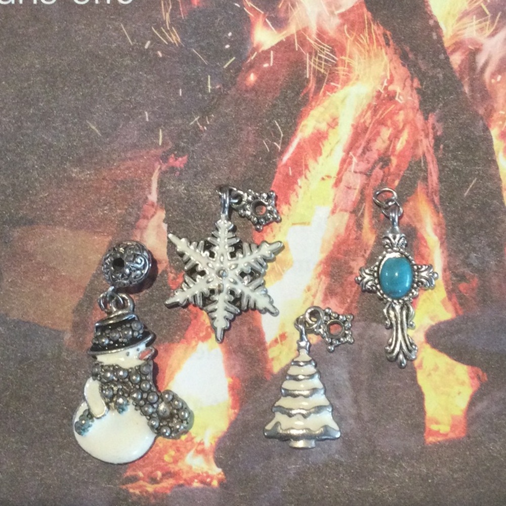 Festive Silver and White Charms Set